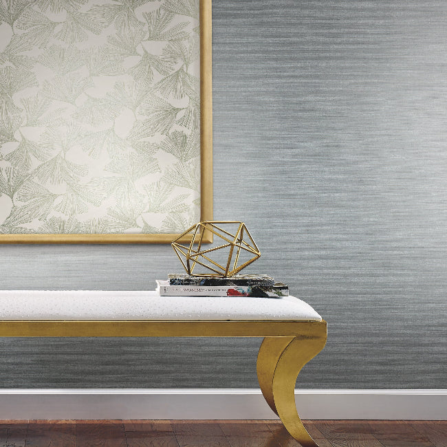 Shining Sisal Wallpaper- Dusty Blue/Silve