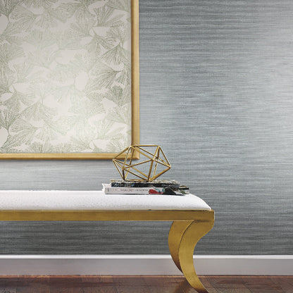 Shining Sisal Wallpaper- Dusty Blue/Silve