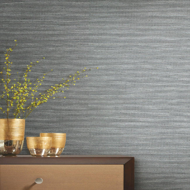 Shining Sisal Wallpaper- Dusty Blue/Silve