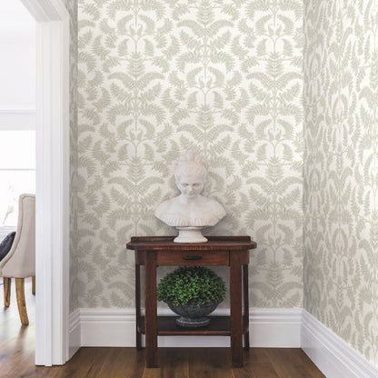 Royal Fern Damask Wallpaper- Beige