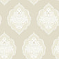 Signet Medallion Damask Wallpaper- Beige