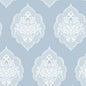 Signet Medallion Damask Wallpaper- Sky
