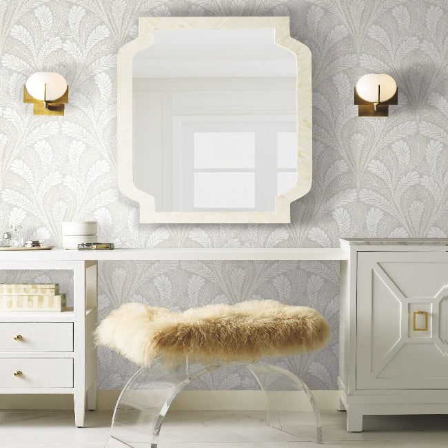 Shell Damask Wallpaper- Grey