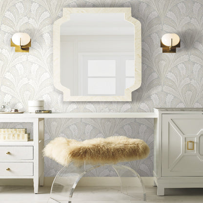 Shell Damask Wallpaper- Grey