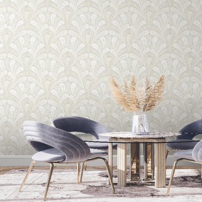 Shell Damask Wallpaper- Grey