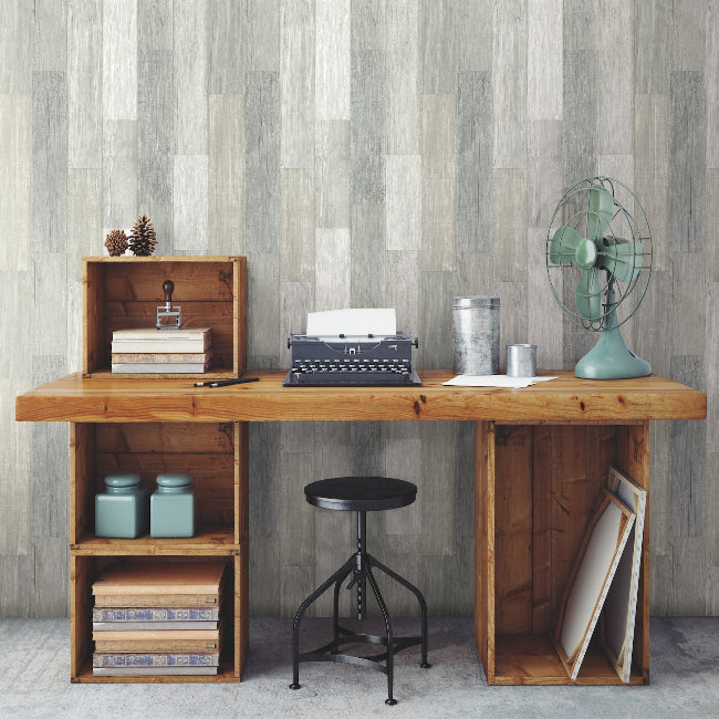 Pallet Board Wallpaper- Bleached