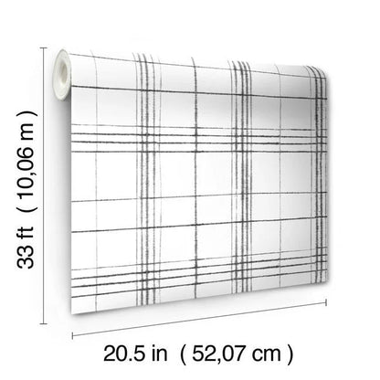 Farmhouse Plaid Wallpaper (Black/White)