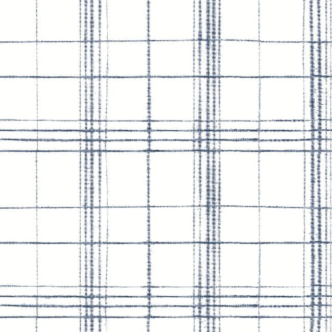 Farmhouse Plaid Wallpaper- Navy/White