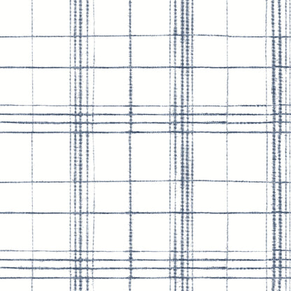 Farmhouse Plaid Wallpaper- Navy/White