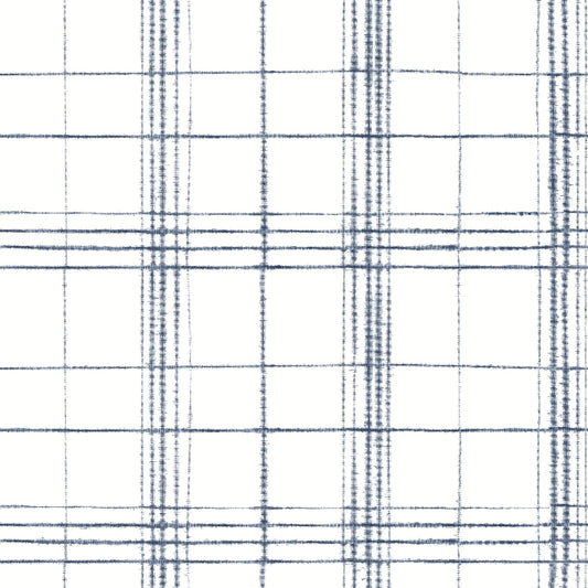 Farmhouse Plaid Wallpaper- Navy/White