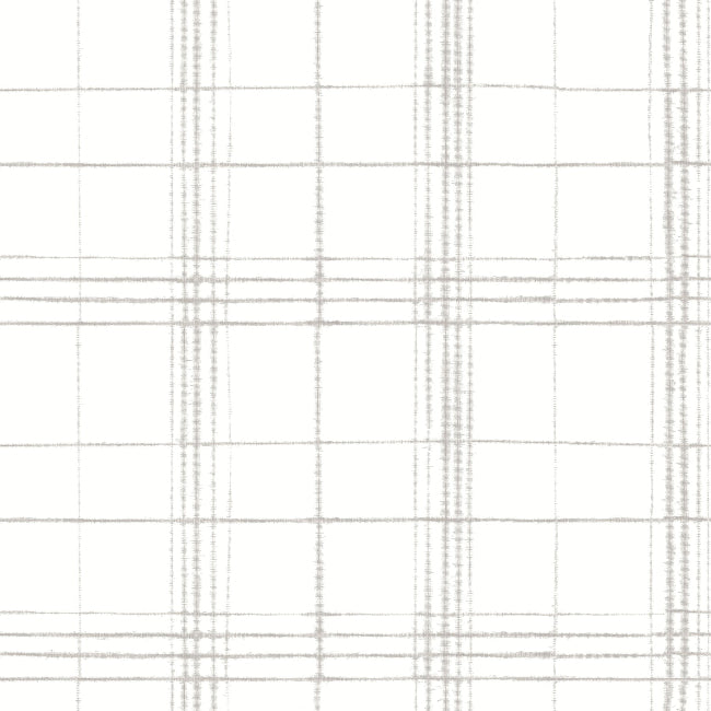 Farmhouse Plaid Wallpaper- Linen/White