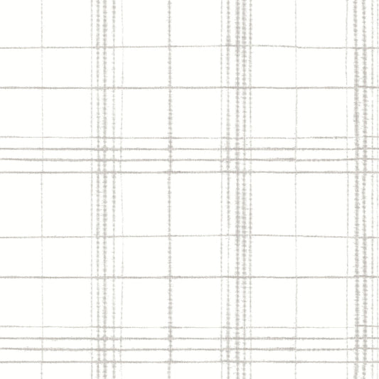 Farmhouse Plaid Wallpaper- Linen/White
