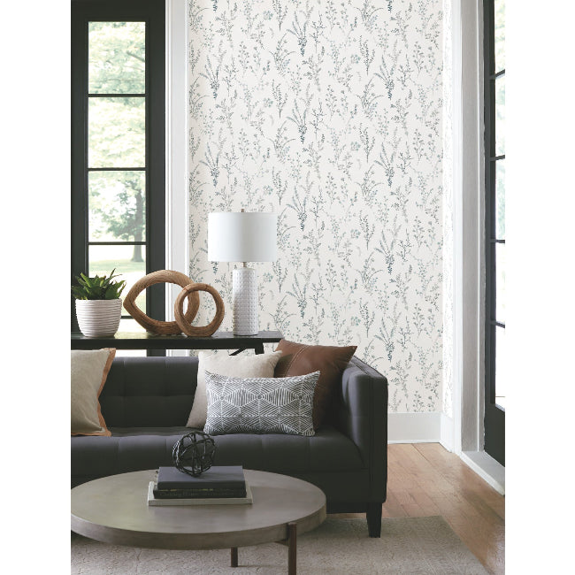 Wildflower Sprigs Wallpaper- Blue/Green