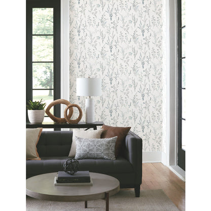 Wildflower Sprigs Wallpaper- Blue/Green