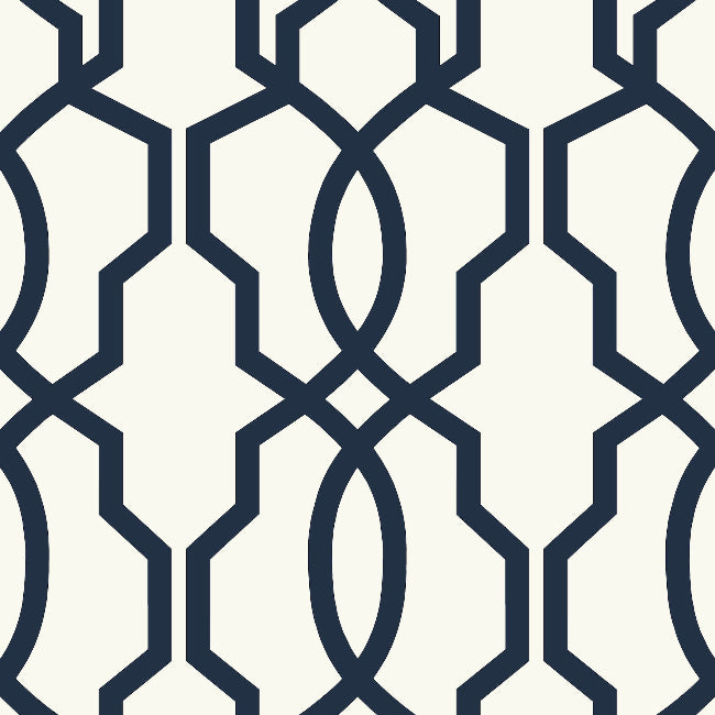 Hourglass Trellis Wallpaper- Navy/White