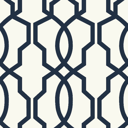 Hourglass Trellis Wallpaper- Navy/White