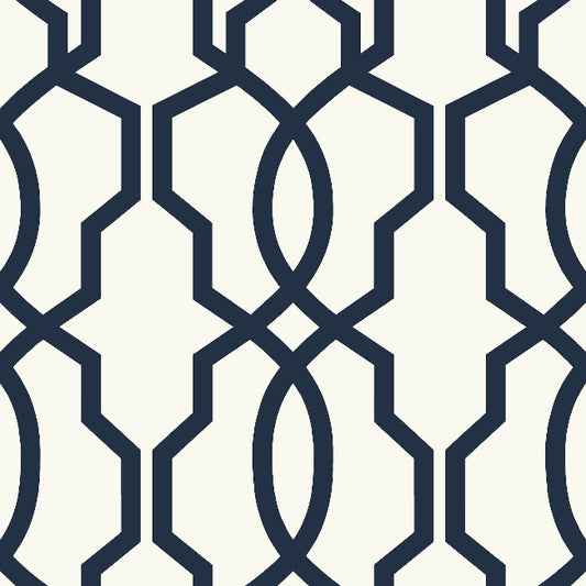 Hourglass Trellis Wallpaper- Navy/White
