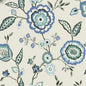 Dahlia Blooms Wallpaper- Dove/Cornflower