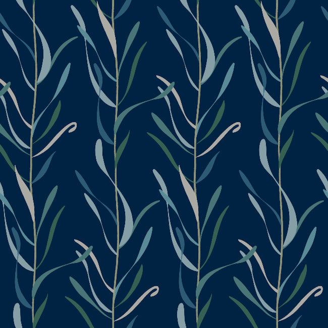 Chloe Vine Wallpaper- Indigo