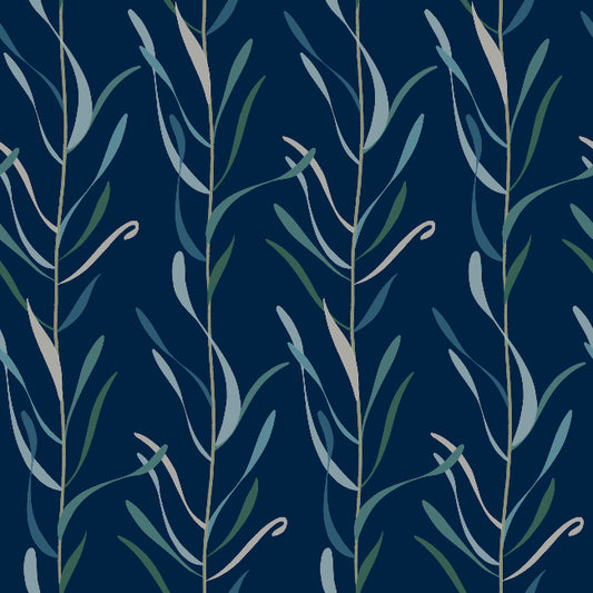 Chloe Vine Wallpaper- Indigo