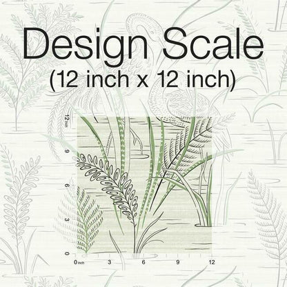 Fernwater Cranes Wallpaper (Black/Green)