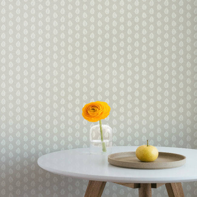 Leaf Pendant Wallpaper- Grey