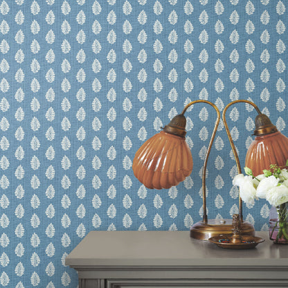 Leaf Pendant Wallpaper- Blue