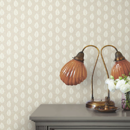 Leaf Pendant Wallpaper- Linen