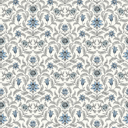 Vintage Blooms Wallpaper- Blue