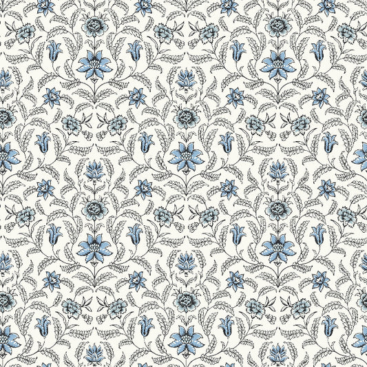 Vintage Blooms Wallpaper- Blue