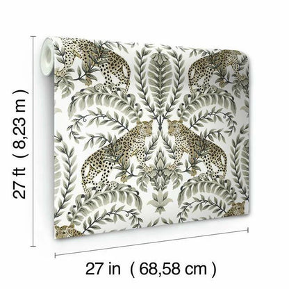 Jungle Leopard Wallpaper (White/Black)