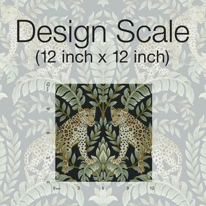 Jungle Leopard Wallpaper (Black/Green)