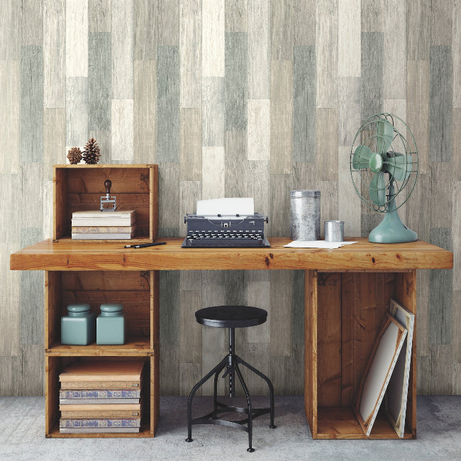 Pallet Board Wallpaper- Greys