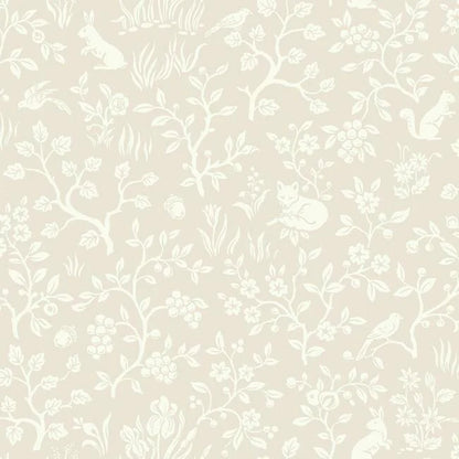 Fox & Hare Wallpaper (Light Pink)