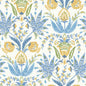 Seaside Jacobean Wallpaper- White/Yellow/Blue
