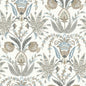 Seaside Jacobean Wallpaper- White/Taupe/Blue