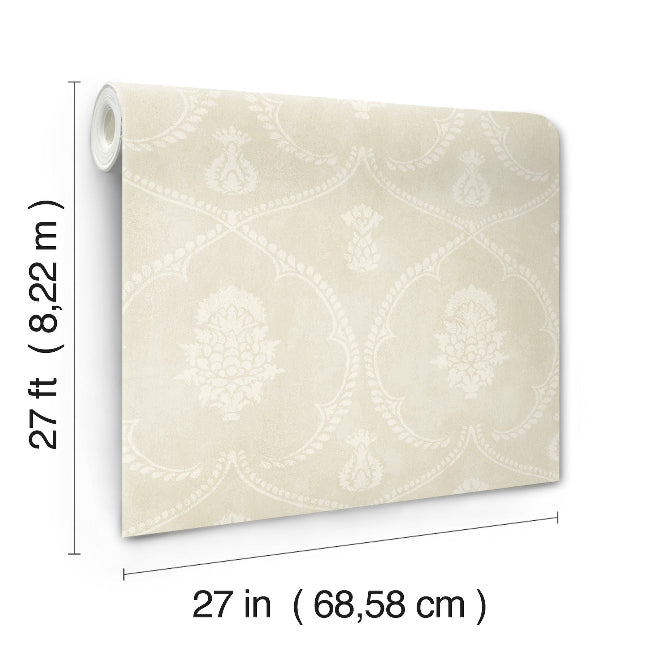 Royal Damask Wallpaper- Beige