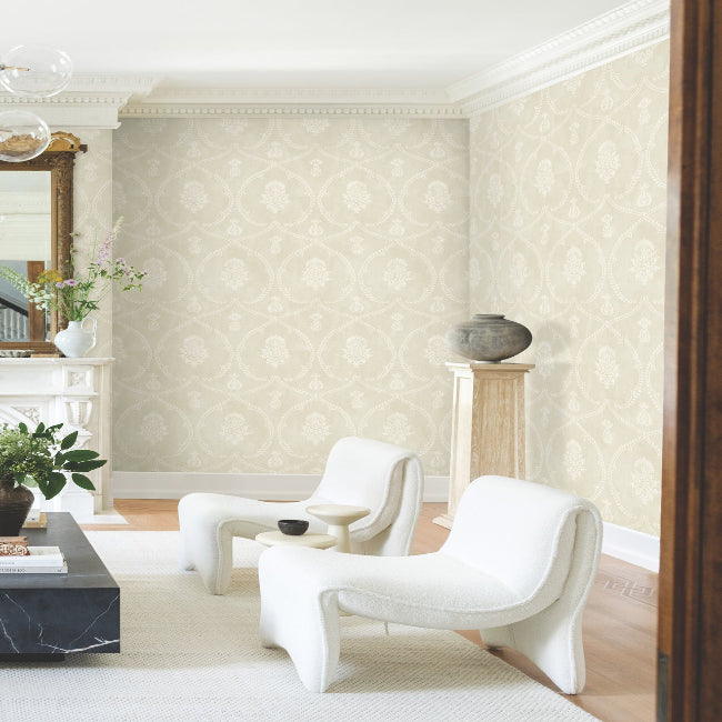 Royal Damask Wallpaper- Beige