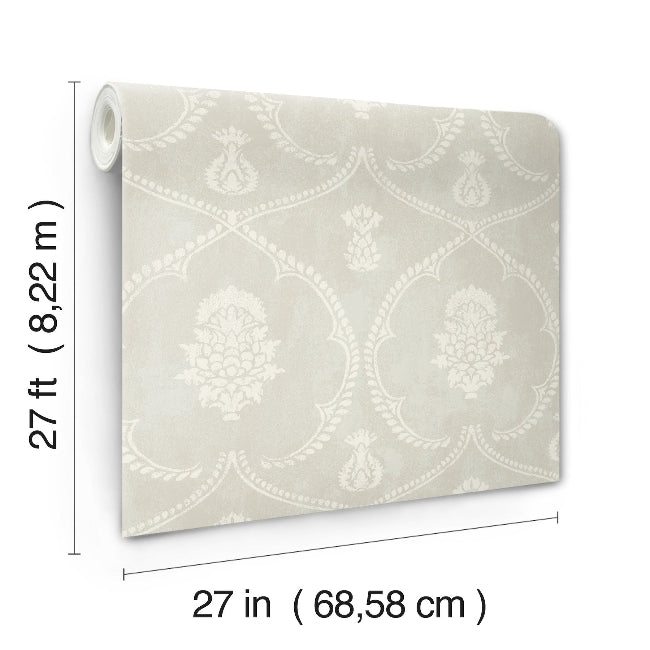 Royal Damask Wallpaper- Soft Grey
