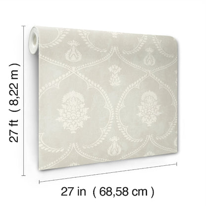 Royal Damask Wallpaper- Soft Grey