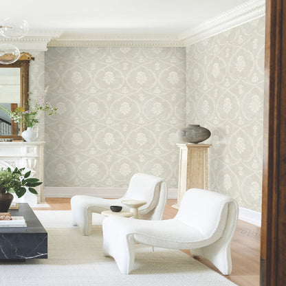 Royal Damask Wallpaper- Soft Grey