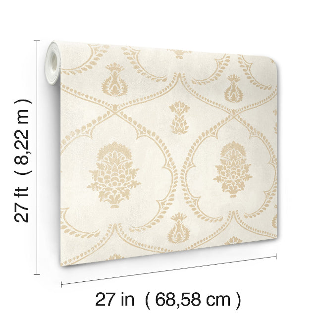 Royal Damask Wallpaper- Soft Gold
