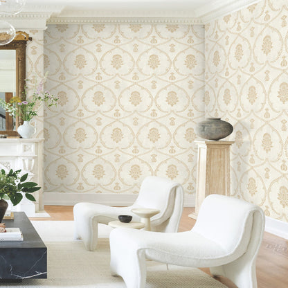 Royal Damask Wallpaper- Soft Gold