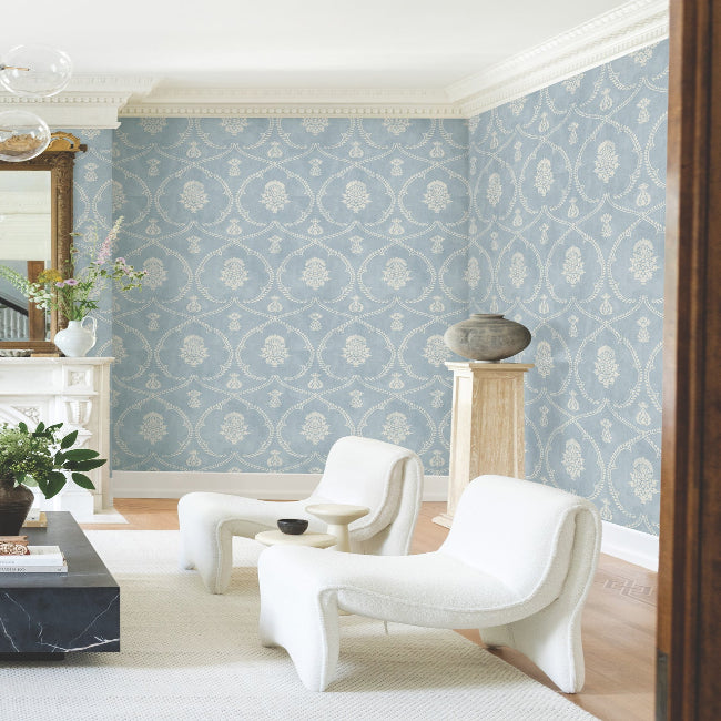 Royal Damask Wallpaper- Blue