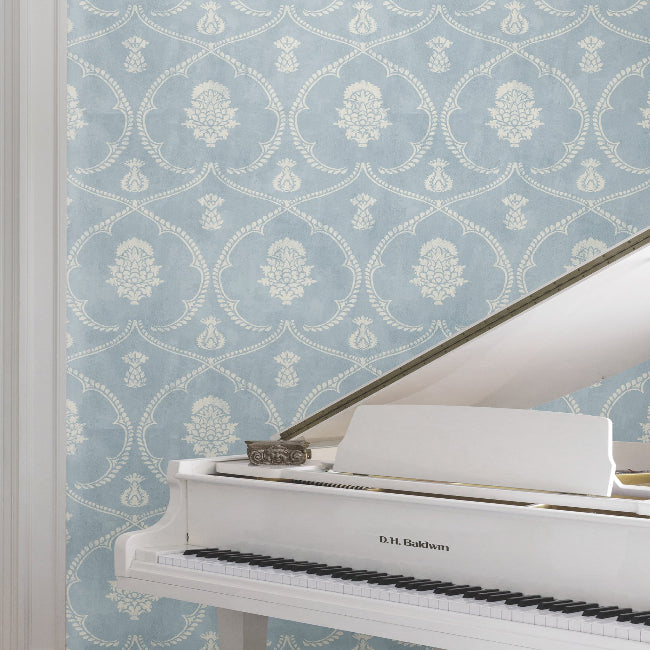 Royal Damask Wallpaper- Blue