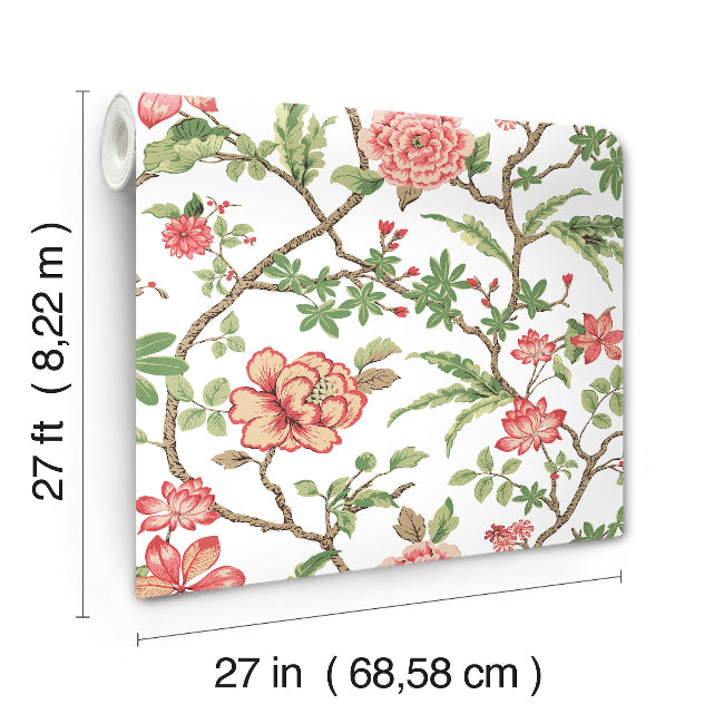 Courtyard Botanical Wallpaper- Rose