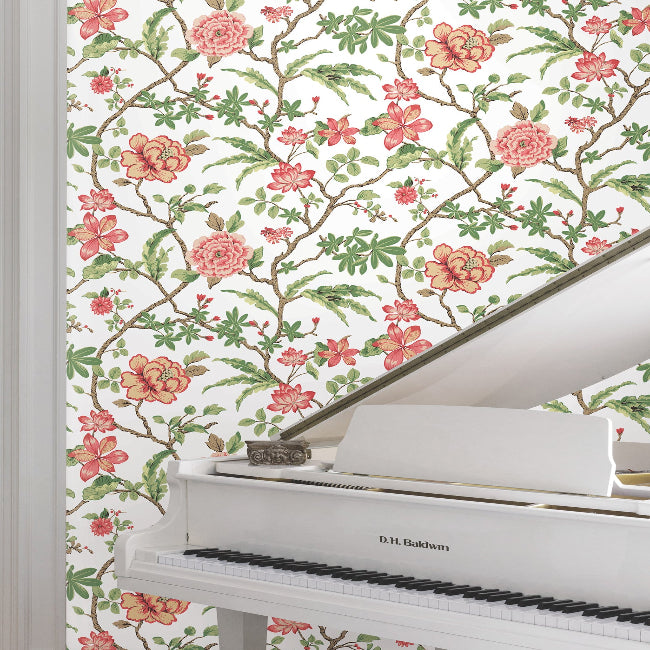 Courtyard Botanical Wallpaper- Rose