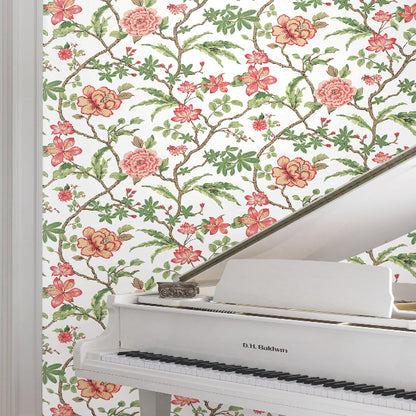 Courtyard Botanical Wallpaper- Rose