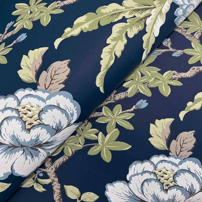 Courtyard Botanical Wallpaper- Navy
