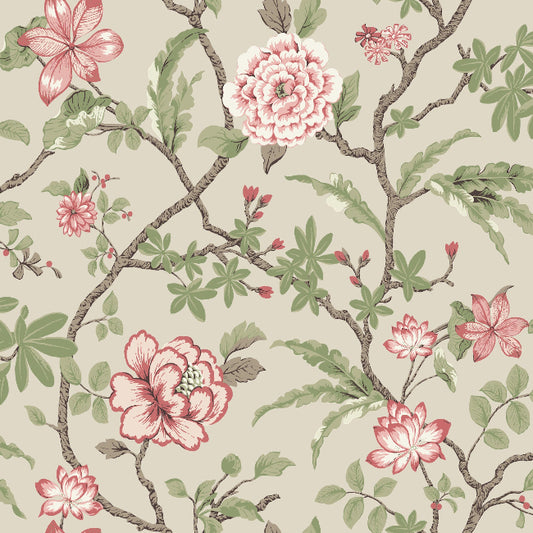Courtyard Botanical Wallpaper- Pink